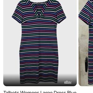 Talbots short sleeved dress color striped . Worn 1 time. Like new!